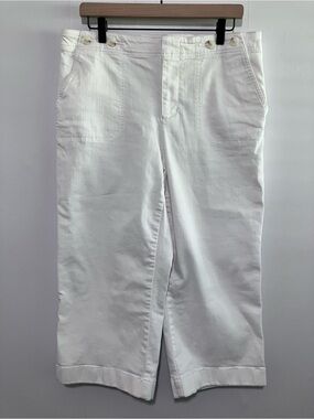 Talbots Wide Leg Cropped Jeans White Size 12P